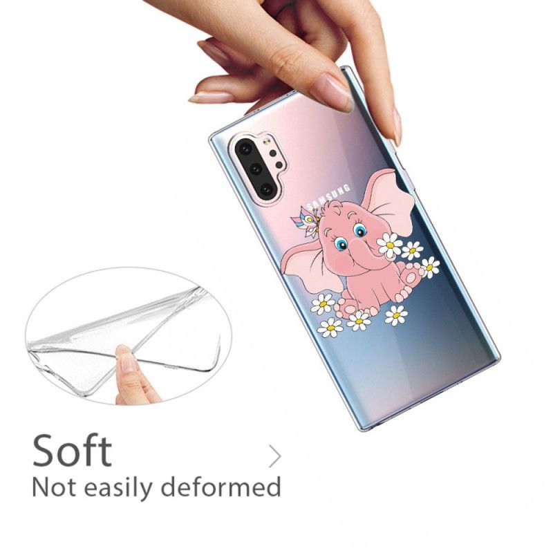 Cover Samsung Galaxy Note 10 Plus Gennemsigtig Lyserød Elefant