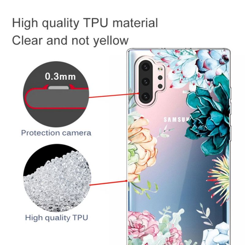 Cover Samsung Galaxy Note 10 Plus Gennemsigtige Akvarelblomster