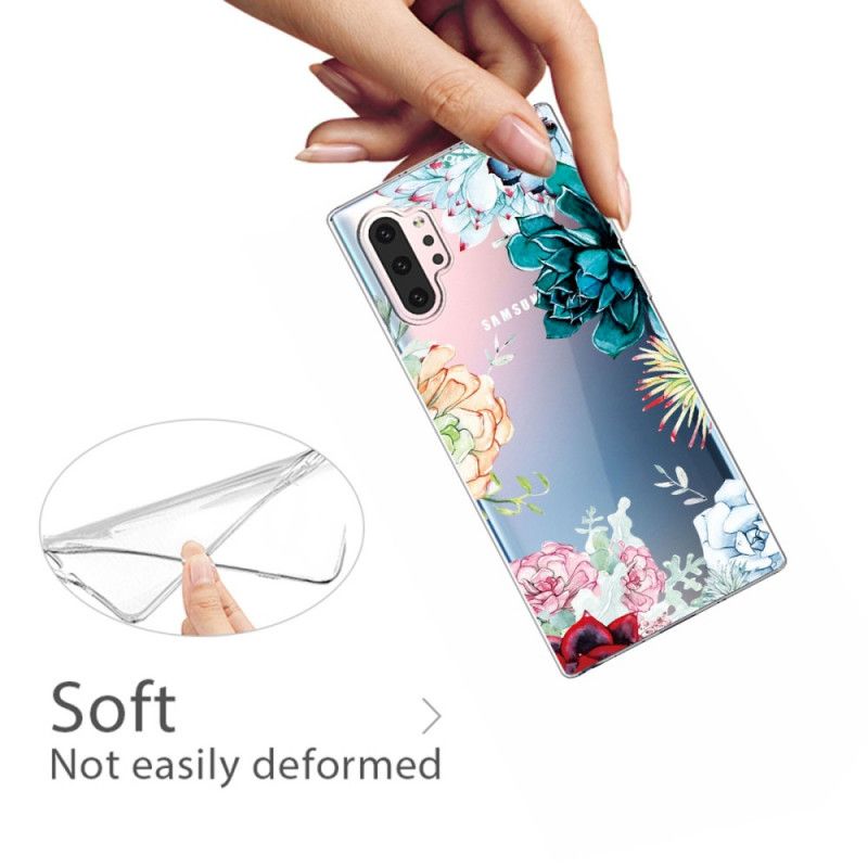 Cover Samsung Galaxy Note 10 Plus Gennemsigtige Akvarelblomster