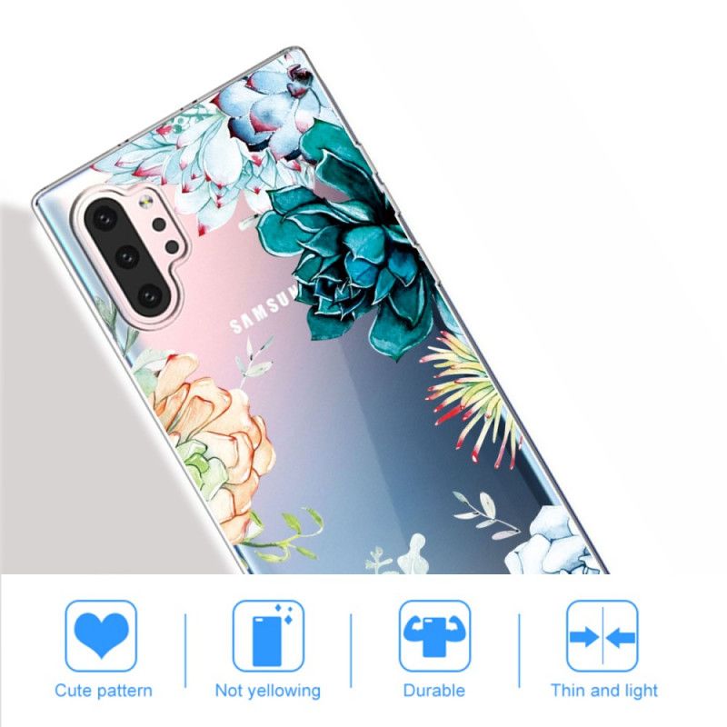 Cover Samsung Galaxy Note 10 Plus Gennemsigtige Akvarelblomster