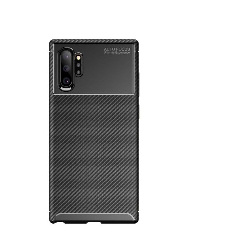 Cover Samsung Galaxy Note 10 Plus Sort Fleksibel Kulfibertekstur