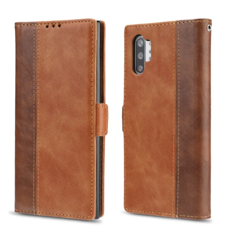 Flip Cover Læder for Samsung Galaxy Note 10 Plus Brun Tofarvet Kunstlæder