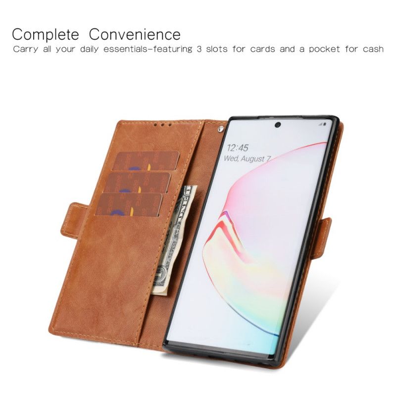 Flip Cover Læder for Samsung Galaxy Note 10 Plus Brun Tofarvet Kunstlæder