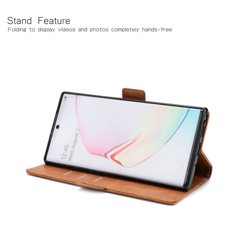 Flip Cover Læder for Samsung Galaxy Note 10 Plus Brun Tofarvet Kunstlæder