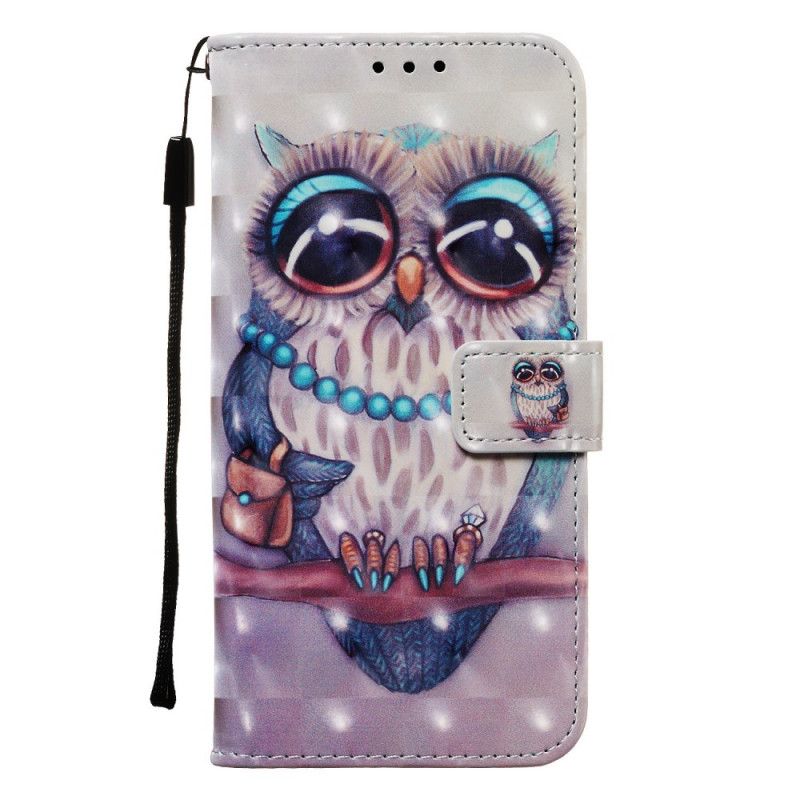 Flip Cover Læder for Samsung Galaxy Note 10 Plus Miss Ugle Med Rem