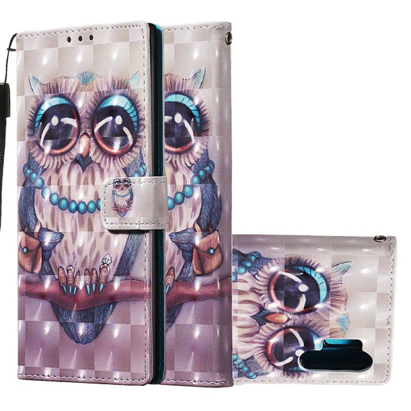 Flip Cover Læder for Samsung Galaxy Note 10 Plus Miss Ugle Med Rem