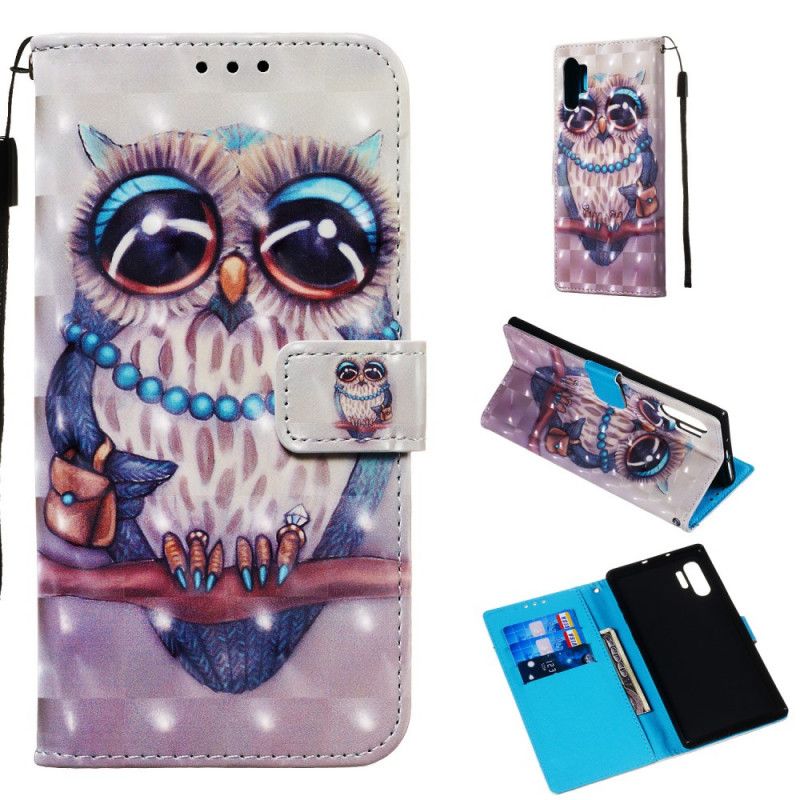 Flip Cover Læder for Samsung Galaxy Note 10 Plus Miss Ugle Med Rem