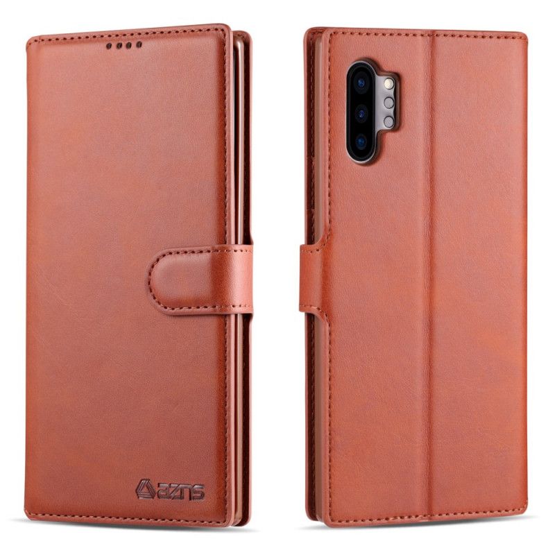 Flip Cover Læder for Samsung Galaxy Note 10 Plus Sort Retro Azns