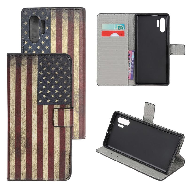 Flip Cover Læder Samsung Galaxy Note 10 Plus Amerikansk Flag Beskyttelse