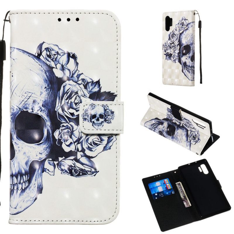 Flip Cover Læder Samsung Galaxy Note 10 Plus Blomstret Kranium