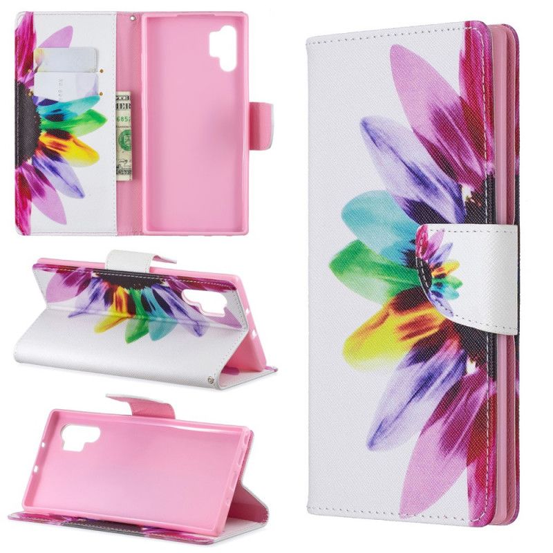 Flip Cover Samsung Galaxy Note 10 Plus Akvarelblomst