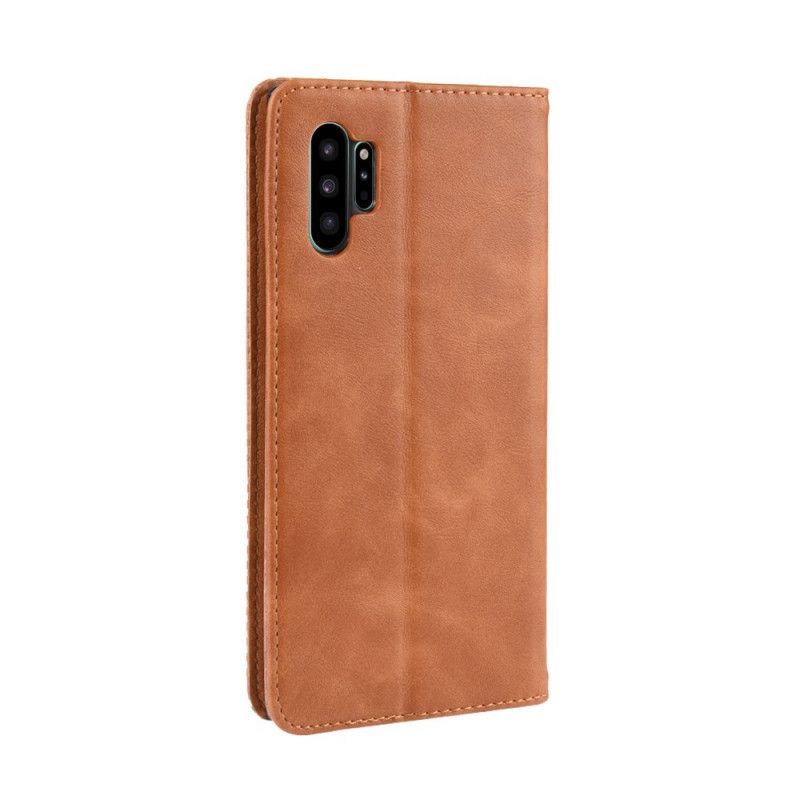 Læder Cover Samsung Galaxy Note 10 Plus Sort Mobilcover Stiliseret Vintage Lædereffekt