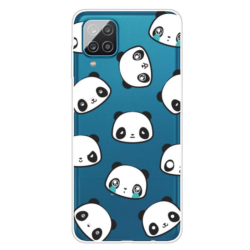 Cover for Samsung Galaxy A12 Gennemsigtige Sentimentale Pandaer