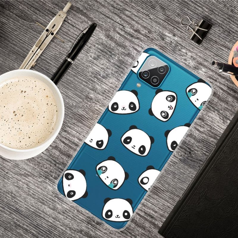 Cover for Samsung Galaxy A12 Gennemsigtige Sentimentale Pandaer