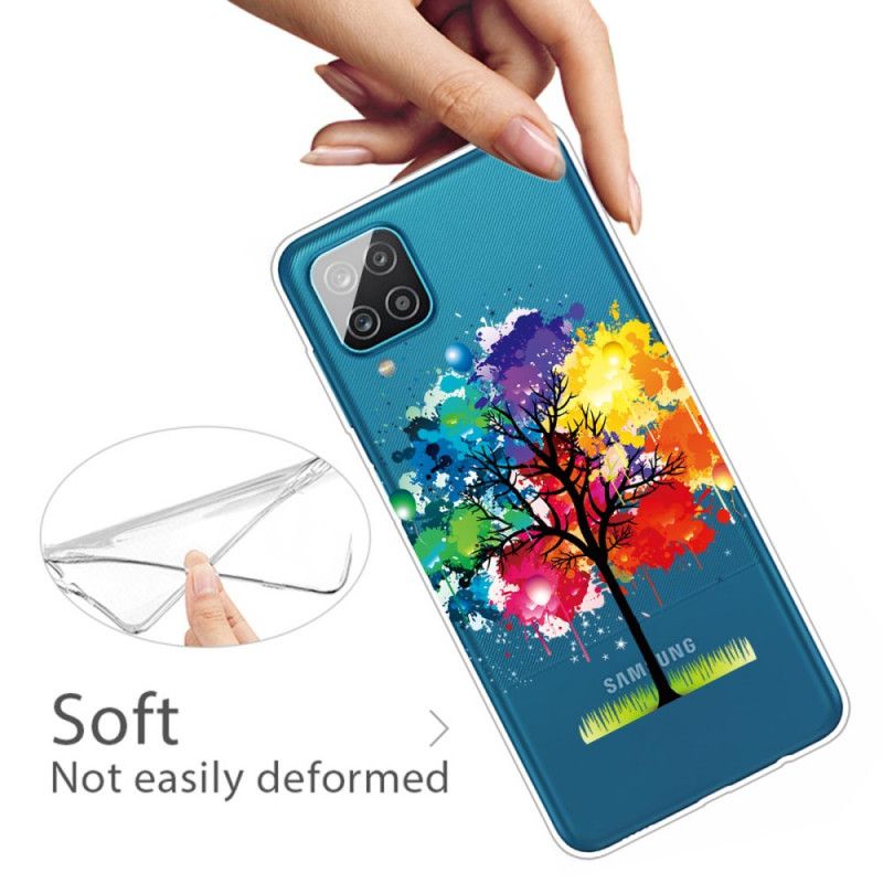 Cover for Samsung Galaxy A12 Gennemsigtigt Akvareltræ