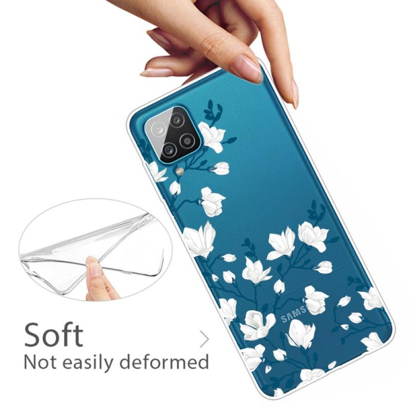 Cover for Samsung Galaxy A12 Hvide Blomster