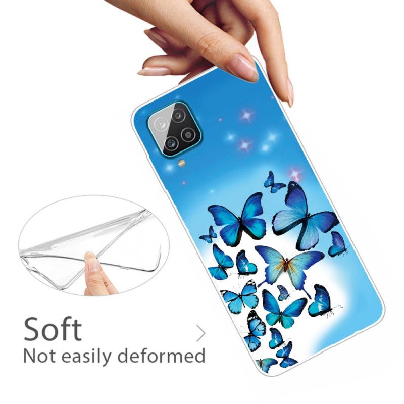 Cover for Samsung Galaxy A12 Lyseblå Sommerfugle Sommerfugle