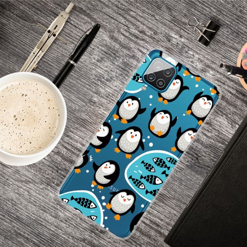 Cover for Samsung Galaxy A12 Pingviner Og Fisk