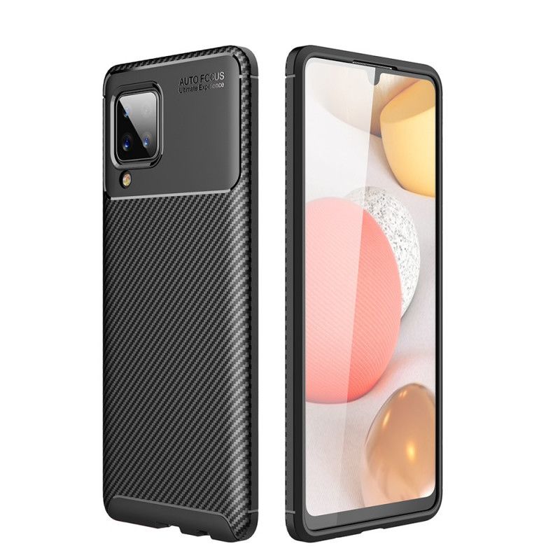 Cover for Samsung Galaxy A12 Sort Fleksibel Kulfibertekstur