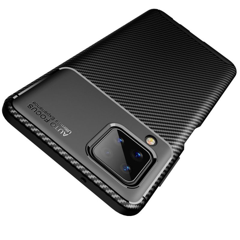 Cover for Samsung Galaxy A12 Sort Fleksibel Kulfibertekstur