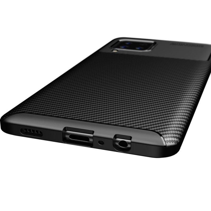 Cover for Samsung Galaxy A12 Sort Fleksibel Kulfibertekstur