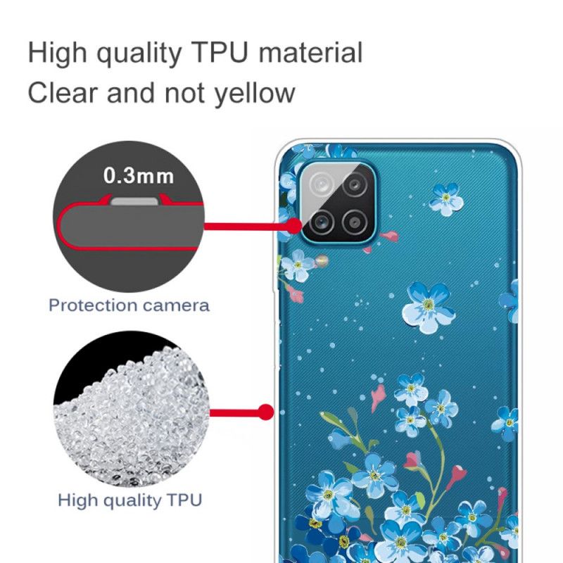 Cover Samsung Galaxy A12 Blå Blomster Beskyttelse