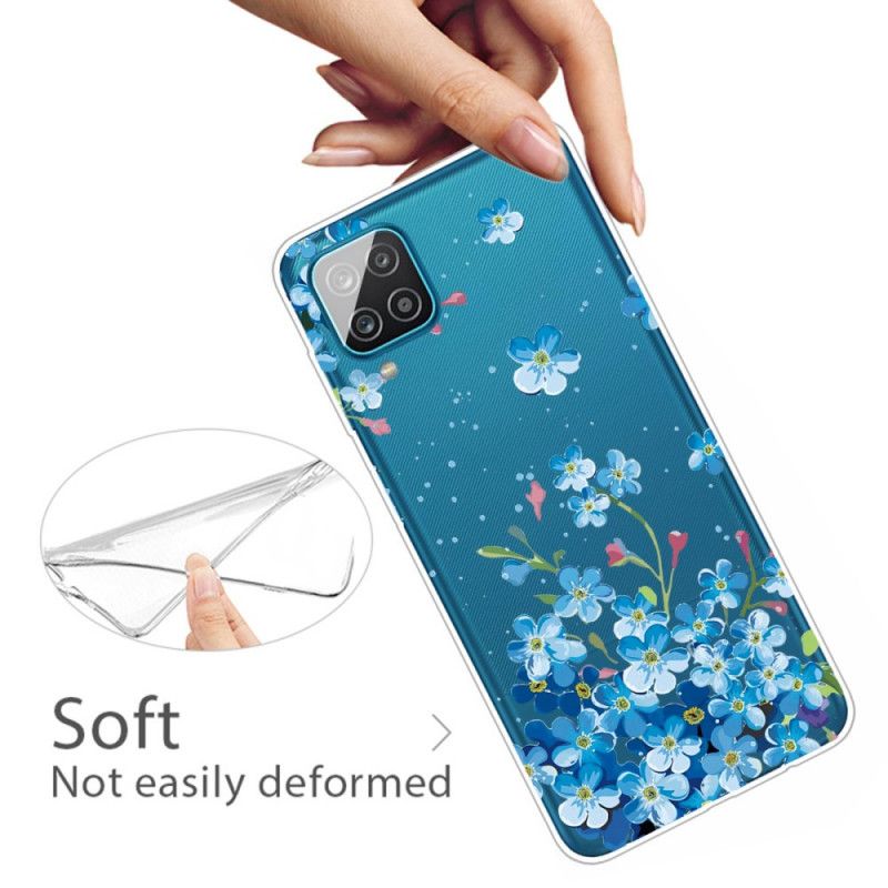 Cover Samsung Galaxy A12 Blå Blomster Beskyttelse