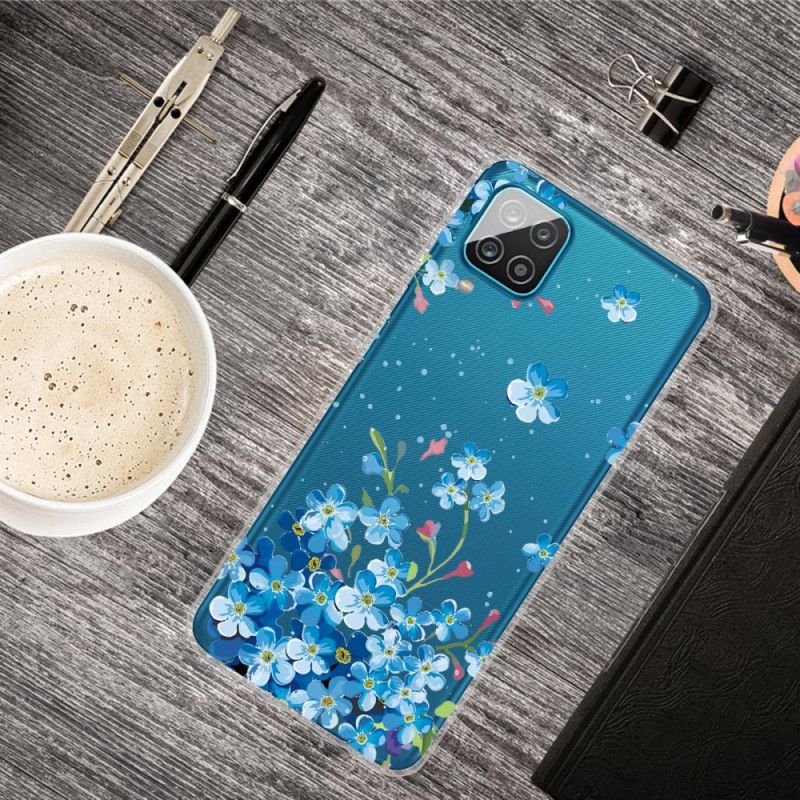 Cover Samsung Galaxy A12 Blå Blomster Beskyttelse