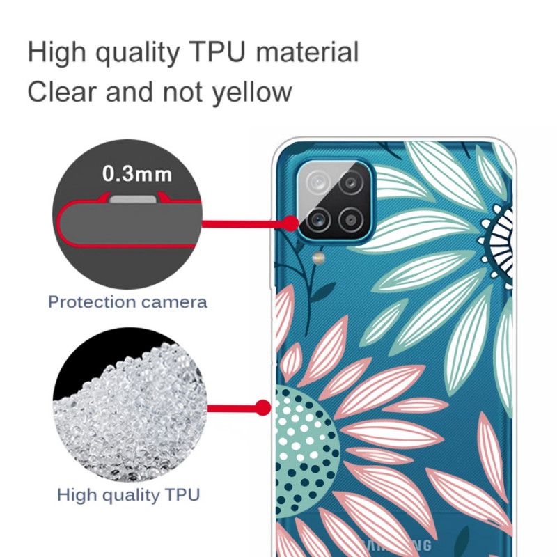 Cover Samsung Galaxy A12 Gennemsigtig En Blomst Original