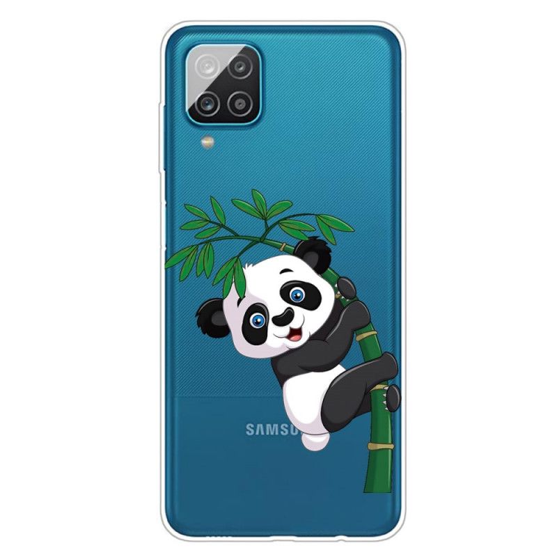 Cover Samsung Galaxy A12 Gennemsigtig Panda På Bambus