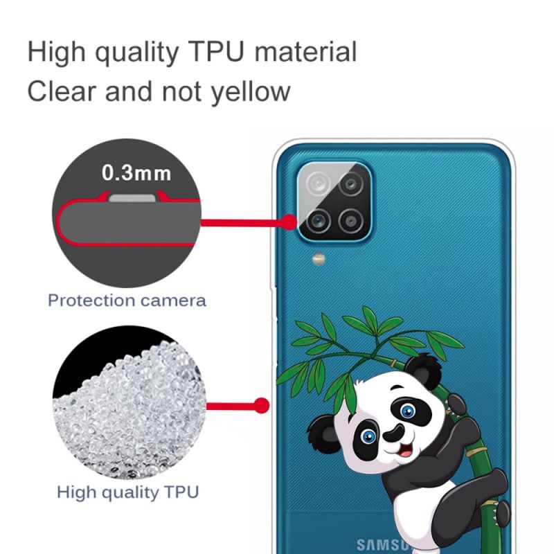 Cover Samsung Galaxy A12 Gennemsigtig Panda På Bambus