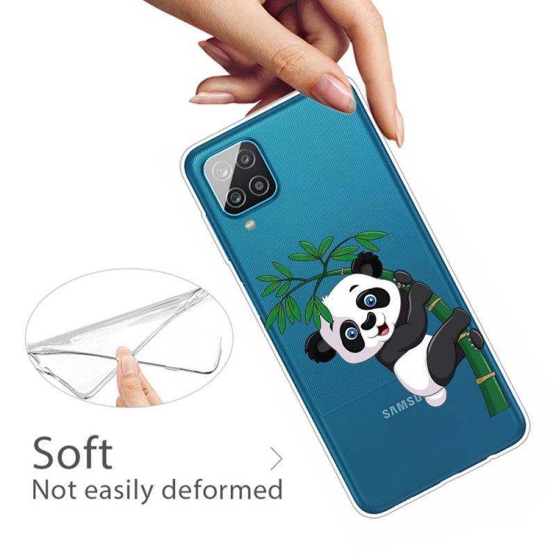 Cover Samsung Galaxy A12 Gennemsigtig Panda På Bambus