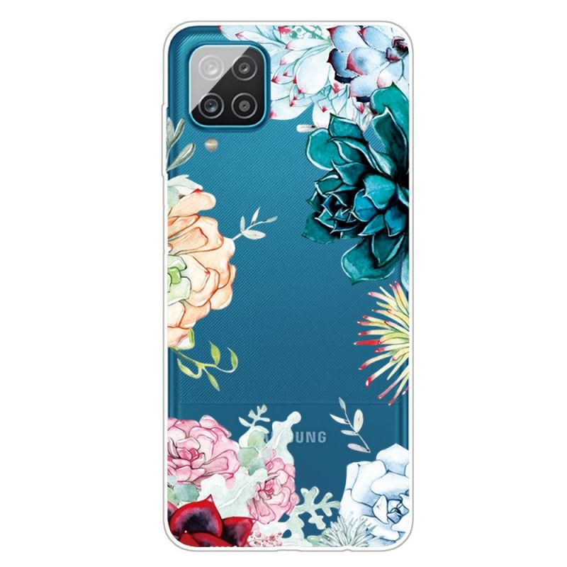 Cover Samsung Galaxy A12 Gennemsigtige Akvarelblomster