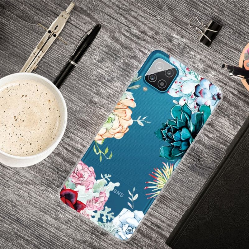 Cover Samsung Galaxy A12 Gennemsigtige Akvarelblomster