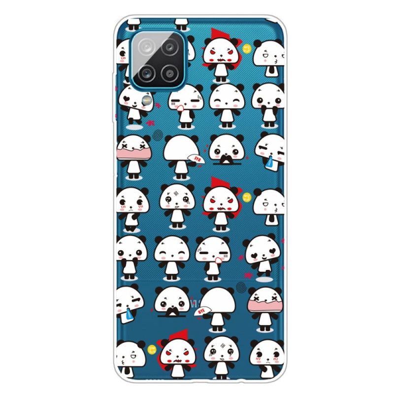 Cover Samsung Galaxy A12 Gennemsigtige Sjove Pandaer