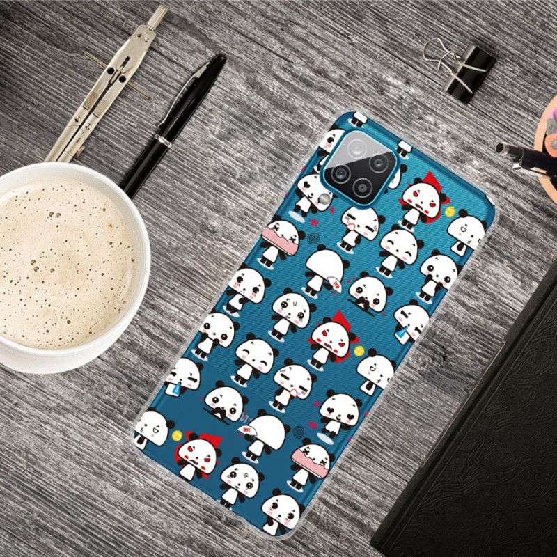 Cover Samsung Galaxy A12 Gennemsigtige Sjove Pandaer