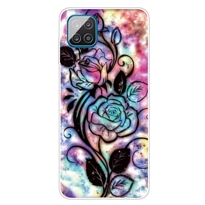 Cover Samsung Galaxy A12 Grafisk Blomst Original