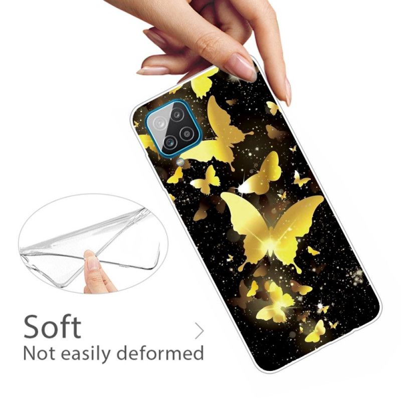 Cover Samsung Galaxy A12 Lyserød Kongelige Sommerfugle Original