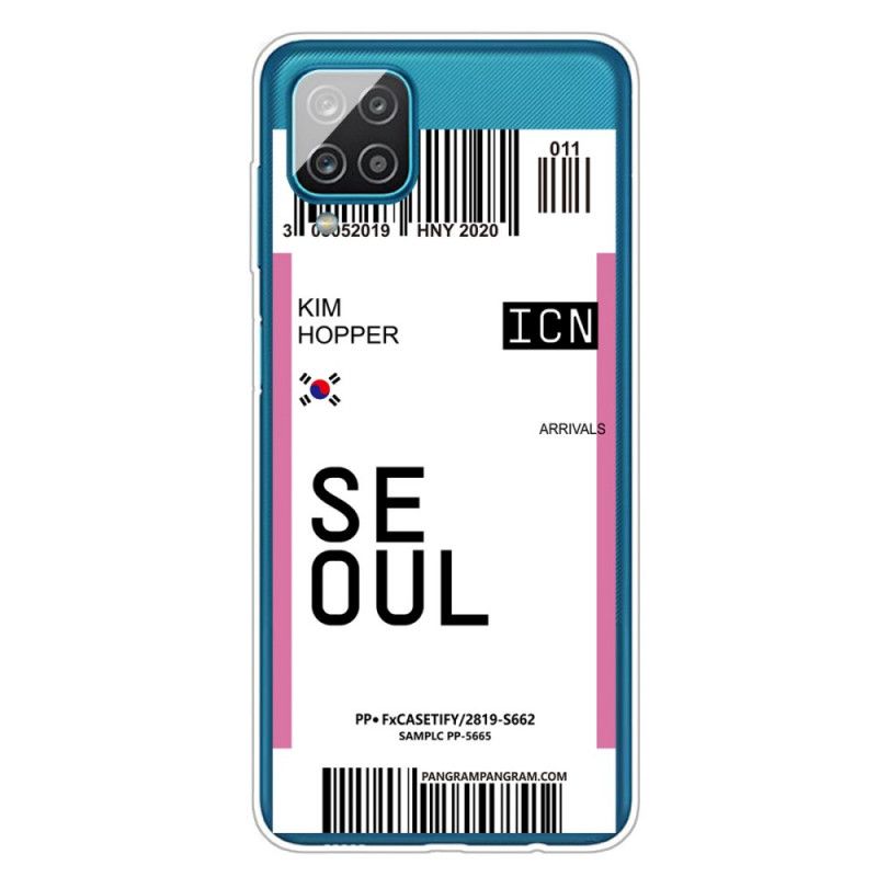 Cover Samsung Galaxy A12 Magenta Boardingkort Til Seoul Beskyttelse