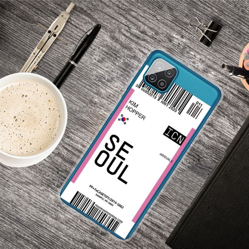 Cover Samsung Galaxy A12 Magenta Boardingkort Til Seoul Beskyttelse