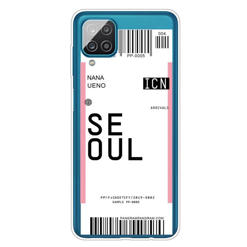 Cover Samsung Galaxy A12 Magenta Boardingkort Til Seoul Beskyttelse