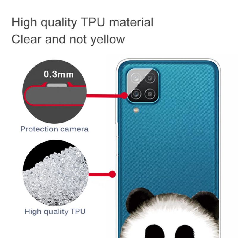 Cover Samsung Galaxy A12 Mobilcover Gennemsigtig Panda