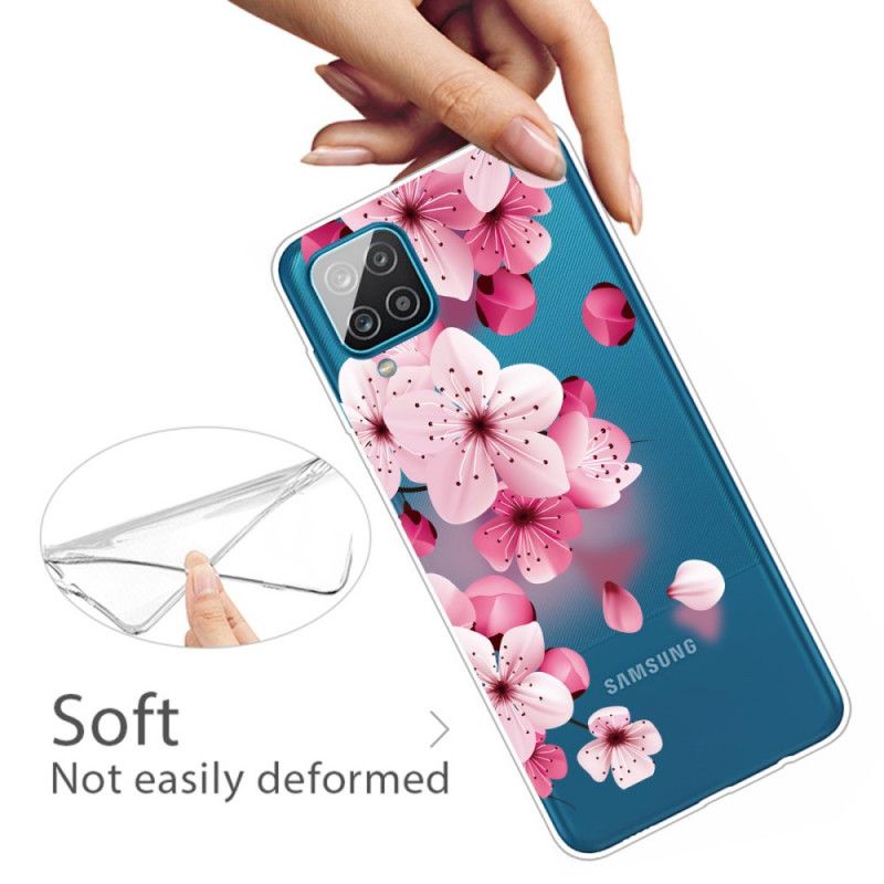 Cover Samsung Galaxy A12 Mobilcover Små Lyserøde Blomster