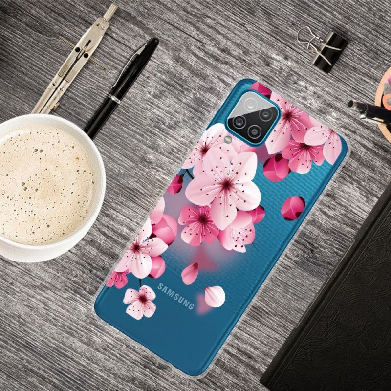 Cover Samsung Galaxy A12 Mobilcover Små Lyserøde Blomster