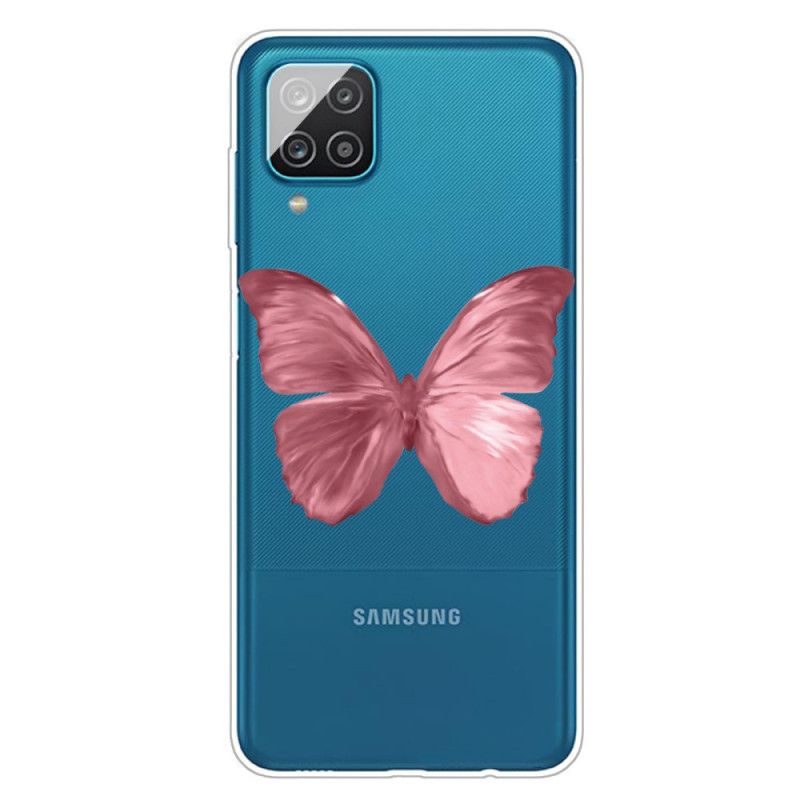 Cover Samsung Galaxy A12 Pink Vilde Sommerfugle