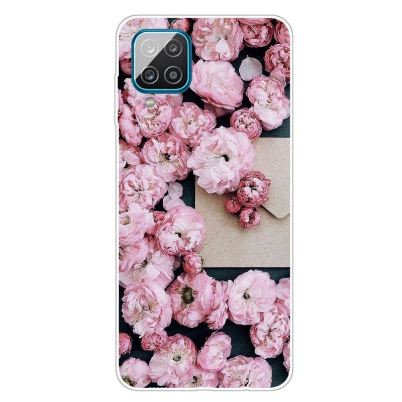 Cover Samsung Galaxy A12 Rød Intense Blomster