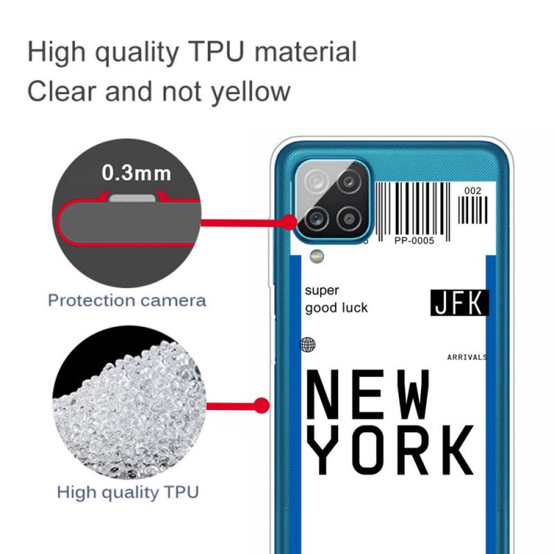 Cover Samsung Galaxy A12 Sort Boardingkort Til New York Beskyttelse