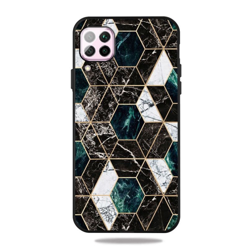 Cover Samsung Galaxy A12 Sort farvet Geometri Marmor