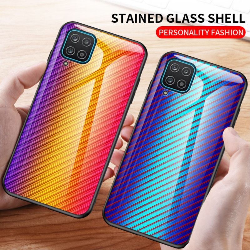 Cover Samsung Galaxy A12 Sort Kulfiber Hærdet Glas