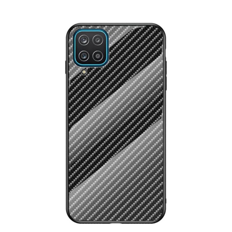 Cover Samsung Galaxy A12 Sort Kulfiber Hærdet Glas